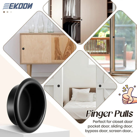 16 Pack Closet Door Finger Pulls For Cabinets And Sliding Doors Three Quarters Inch Round Recessed Handles Matte Black