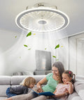 Flush Mount Ceiling Fan With Remote And Dimmable LED Light 19In 6 Speeds in modern living room setting