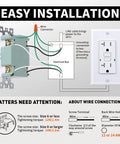 Tamper Resistant GFCI Outlet With LED Indicator And Self Test 20 Amp 125 Volt Duplex Receptacle installation diagram