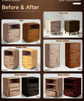 Before and after images of furniture using Dark Oak Water Based Wood Stain And Sealer In One with smooth finish.