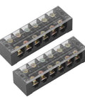 2 Pack 60A 600V Terminal Strip With Clear Cover Dual Row Screw Clamp Wire Terminal Block For Bridge Lighting And Factory Electrical Cables