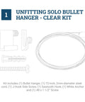 Heavy Duty Steel Cable Picture Hanging Kit With Adjustable Bullet Hooks And Ceiling Mount includes 72" steel cord and hardware.