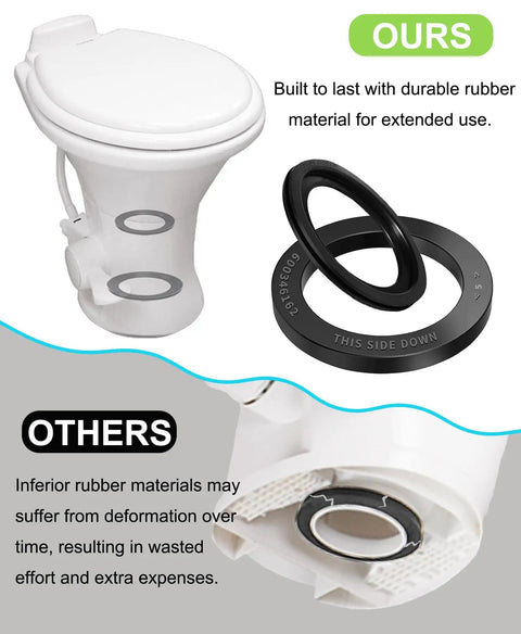 Heavy Duty RV Toilet Seal Repair Kit With Flush Ball Washer And Tough Bottom Gasket For Dometic 300 310 320, durable toilet and gasket.
