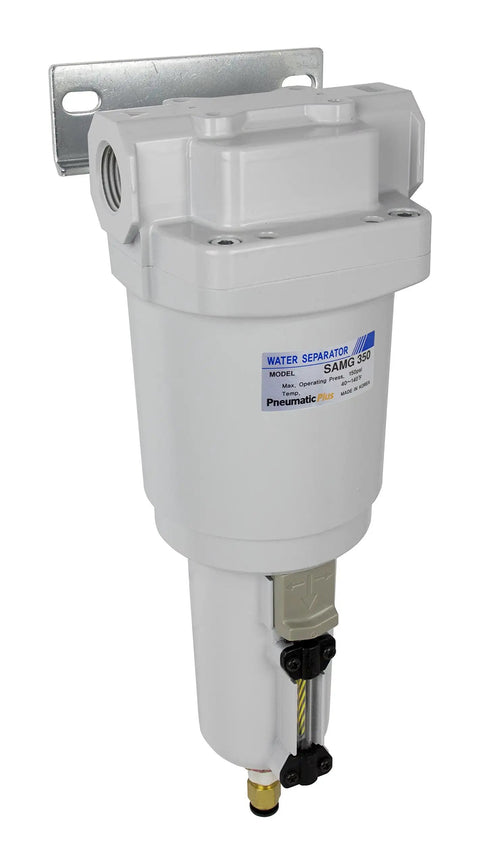 Four Stage Heavy Duty Compressed Air Drying System With Auto Drain And Metal Bowl Half Inch NPT mounted water separator view.