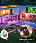 Smart home exterior illuminated with 2 Inch Smart LED Recessed Light Kit With 5W RGB Color Changing And CCT 2700K To 6500K, smartphone control