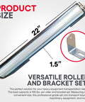 2 Pack Galvanized Steel Conveyor Rollers With Brackets, 22 Inch Roller Set For Conveyors, Woodworking Stands And Boat Trailers, 1.5 Inch Diameter