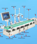 Compact Automatic Liquid Filling Machine With Conveyor Belt And Smart Dual Nozzles For Smooth Bottling, featuring digital control and aluminum construction.