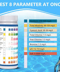 Smooth Eight In One Salt Water Pool Testing Kit With 125 Fast Action Strips, test parameters on bottle label.