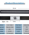 Dope Outdoor Wall Light LED 42W 3000K 35 Inch Long Black Metal Waterproof Modern Exterior Lighting Fixture measurements chart