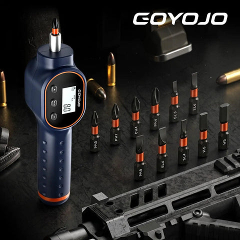 Digital Torque Screwdriver With Adjustable Range From Seven Point Zero Eight To Seventy Point Eight Inch Pounds Or Zero Point Eight To Eight Newton Meters Buzzer And Magnetic Bits Nine Hundred Ninety Nine Data Storage For Gunsmithing And Mounting, with bits