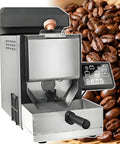 Electric Hot Air Coffee Roaster With Clear LCD Panel Auto Manual Modes, Compact 200G Bean Roasting Machine close-up view with controls.