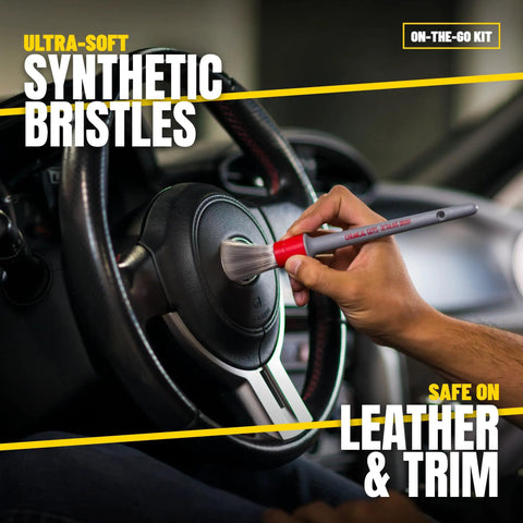 All In One Interior Car Cleaning Kit With Storage Bag brush cleaning steering wheel with synthetic bristles