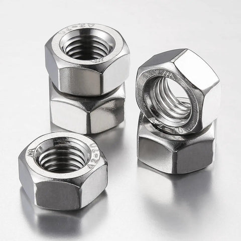 Beefy 1/4-20 Stainless Steel Hex Nuts Set, 50 Pieces, Coarse UNC Threads, 7/16 Inch Hex Drive, 0.5 Inch Nut Width, 0.22 Inch Height