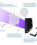 Exploded view of 50W Black Light Flood Light With Plug And Switch featuring waterproof components and UV LED details