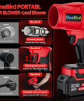 Kickin Power Cordless Leaf Blower With 560 CFM Ultra Lightweight Handheld Blower shown with motor and speed controls