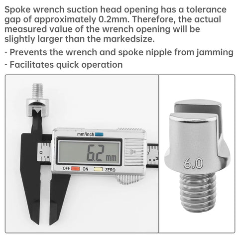 Caliper measuring 6.2mm tolerance of spoke wrench head for Universal Motorcycle Spoke Wrench Set 5.0 To 6.8 Mm CNC Wheel Spanner