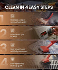 Steps for using Bristle Free BBQ Grill Brush With 17 Inch Cool Touch Handle Steam Cleaner No Wire Bristle Scraper.