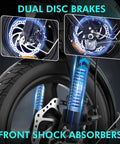 Folding Electric Bike For Adults And Teens With 400W Motor UL Certified Commuter Ebike 23 MPH Top Speed And 25 Mile Range 36V 10Ah Battery Dual disc brakes and front shock absorbers on wheel