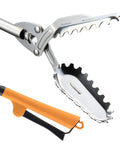 Close-up of the All Stainless Steel Grabber Reacher Pickup Tool Heavy Duty Trash Picker For Indoor Outdoor Use No Wire Patented Technology