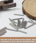 M3 X 30mm Stainless Steel Dowel Pins 50 Pack displayed with pliers and wood slice for furniture fixings