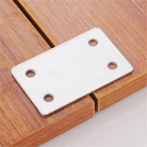 Dang Solid Stainless Steel Mending Plates Set Packs Forty Corner Angle Braces For Furniture Cabinet Wood Repair Featuring Pre Drilled Holes For A Fast Setup on wood surface.