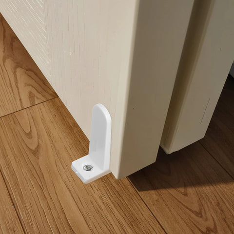 12 Pack Sliding Closet Door Floor Guides, Universal ABS Bottom Guides For 1-3/8 Inch Thick Doors, White Cabinet Hardware Installed