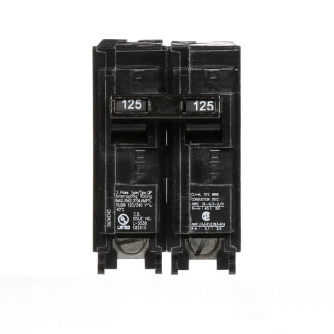 Heavy Duty 125 Amp Double Pole Qp Circuit Breaker Rated 240 Volt With Ten Thousand Aic Interrupting Capacity Quick Insta Wire Plug In Connections For Pl And Es Load Centers Protects Against Overloads And Shorts