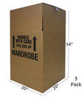 Space Saver Wardrobe Moving Boxes With Hanger Pack Of 3 Shorty Wardrobe Boxes 20x20x34 Inches in upright brown cardboard design.