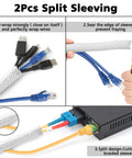 White Cable Management Organizer Kit For Desk TV And PC No More Cord Chaos Under Desk Tidy Your Cords With 2 Sleeve Protectors