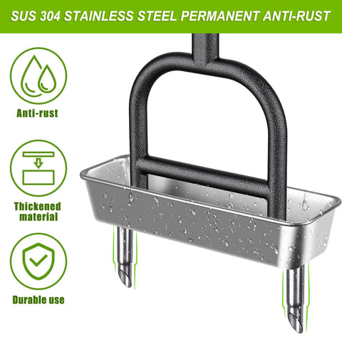 Manual Lawn Core Aerator With Stainless Steel Core Plugs And Storage Tray showing rust-resistant features and dual tools