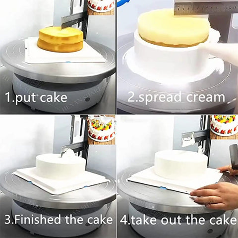 Electric Cake Frosting Machine 200W With 4 To 12 Inch Adjustable Rotating Cake Turntable Smoothers Icing Polisher in use