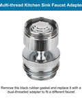 Swivel Aerator Faucet Adapter Kit For Garden Hose Connect Kitchen Sink To Hose With 3/4 Inch Standard Male Thread Multi-Thread Chrome Finish No-Fuss Leak-Free Setup For Any Garden Hose, chrome brass