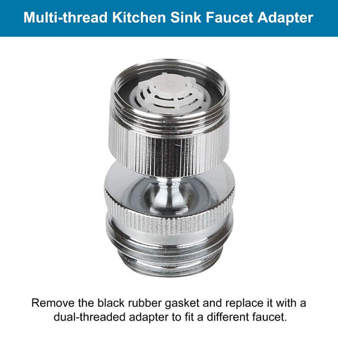 Swivel Aerator Faucet Adapter Kit For Garden Hose Connect Kitchen Sink To Hose With 3/4 Inch Standard Male Thread Multi-Thread Chrome Finish No-Fuss Leak-Free Setup For Any Garden Hose, chrome brass