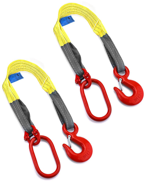 Heavy Duty Web Sling Set Built Tough for Real World Lifts 3.3 Ft Single Leg Lifting Slings 6600 Lbs Capacity with Polyester Web and G80 Steel Hook 2 Pack
