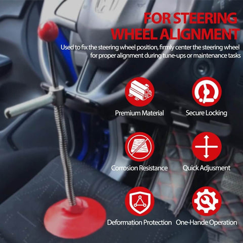 Adjustable Steering Wheel Holder For Cars Trucks And Vans Universal Car Alignment Tool with steel build installed on car seat