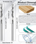 Heavy Duty Drill Bit Set For Drywall And Wood M2 High Speed Steel Guide Point Bits diagram with dimensions and materials