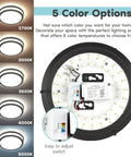 Lit 18 Inch LED Flush Mount Ceiling Light With Five Color Temperature Options 2700K To 5000K Dimmable 24W diagram and switch