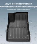 Tough As Nails TPE Floor Mats For Tesla Model 3 Highland 2023 Through 2025 contoured black waterproof mat with anti-slip surface.