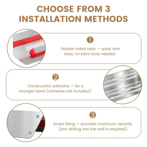 Installation methods for Built Different 304 Stainless Steel Corner Guards With Smooth Rounded Edges on Walls Doors and Counters.