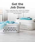 50L Laundry Hamper Set With Built In Comfort Handles 3 Pack White Plastic Baskets With Ventilation Holes For Closet Dorm Laundry Room