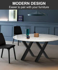 Round table with X-frame legs featuring Set Of 2 Industrial Country Style Steel Table Legs 28 Inch By 24 Inch Dining Table Legs.