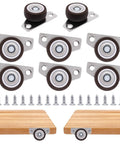 8 Pack One And One Quarter Inch Low Profile Fixed Side Mount Casters Wheels For Furniture Underbed Cabinets Non Swivel Drawer Rollers Rigid Small Wheels Space Saving Design Load 36 Lb Each Easy Glide Replacement with installation screws and assembly example