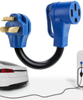 Beefy Heavy Duty NEMA 10-30P to NEMA 14-50R EV Charger Adapter With Handle, 12 Inch STW Cord, Level 2 Ready, Blue Power Link for garage