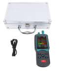 Grab And Go Handheld Dust Particle Counter Monitors Aerosol Density Checks Pm25 Plus Pm10 For Cleanrooms With Fast Digital Readouts And Straight Up Tight Accuracy with display and accessories in case.