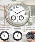 Huge 20 Inch Outdoor Atomic Clock With Thermometer And Hygrometer 3 In 1 Weather Station Large Wall Clock For Living Room Or Patio