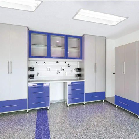 Office space with modern cabinets and 8 Inch LED Circular Tube T9 Replacement 15W Cool White 4100K G10Q Base lighting