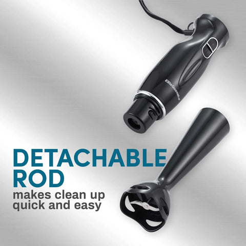 Heavy Hitter Immersion Hand Blender Packs A Killer 300 Watt Motor With Two Adjustable Speeds To Quickly Blend Silky Smoothies Thick Soups And Baby Food No Drama, featuring detachable rod for easy cleaning.