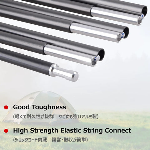 Lightweight 7001 Aircraft Grade Aluminum Tent Poles Replacement Kit Dual Pole Set For Camping Shock Cord Flexible And Durable