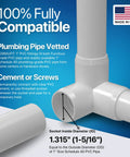 DIY Ready 3 Way Elbow PVC Fitting for Furniture Grade Builds, Extra Deep Sockets on All Three 90 Degree Planes, White