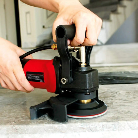 Heavy Duty 800W 110V Variable Speed 4 Inch Wet Polisher Grinder With GFCI Safety being used on stone surface, close-up view